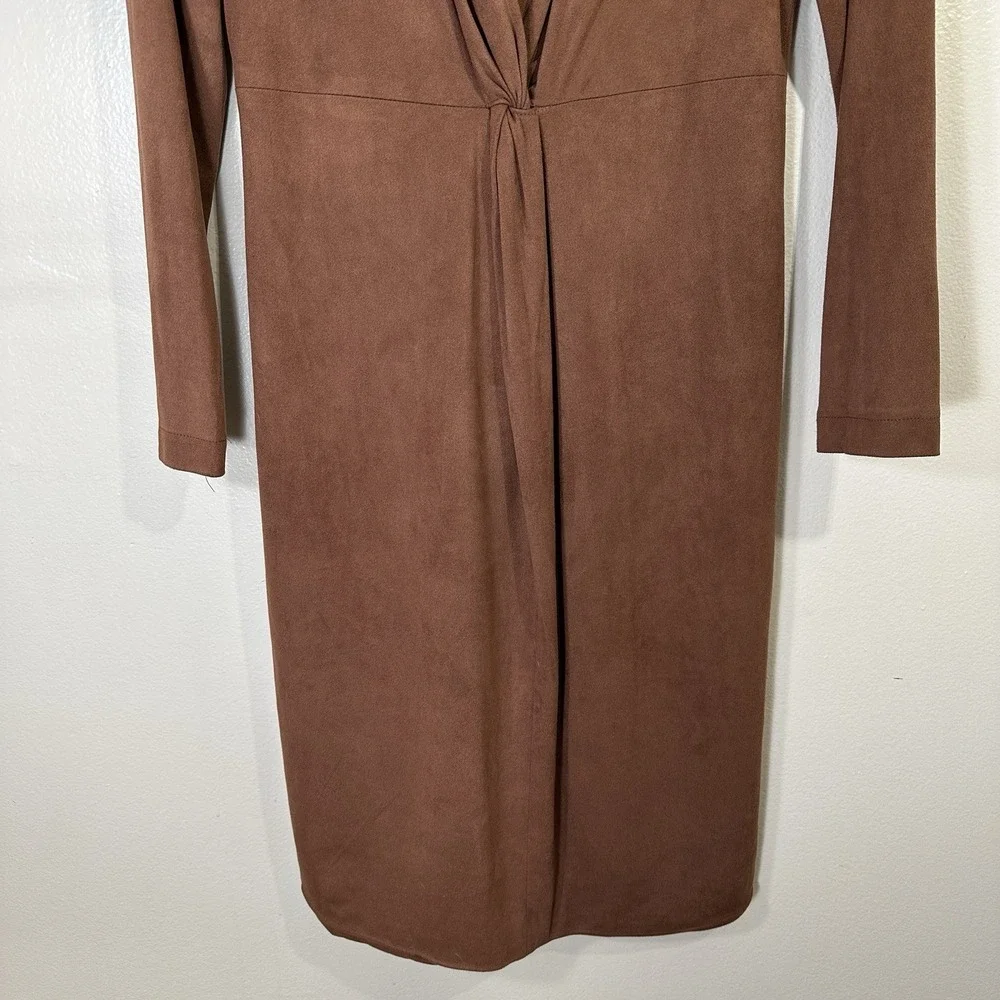NWT Nicole Miller Women's 8 Faux Suede Long Sleeve Twist Front‎ Dress